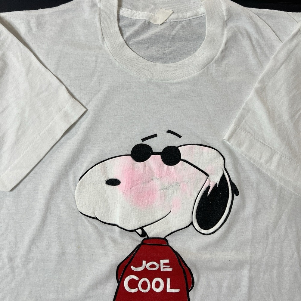 Vintage Joe Cool New York‎ Tshirt Single Stitch Size M White Puff Print Snoopy